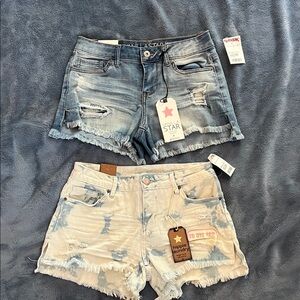 Hippie Laundry and Vanilla Star Distressed Denim and Cream Shorts